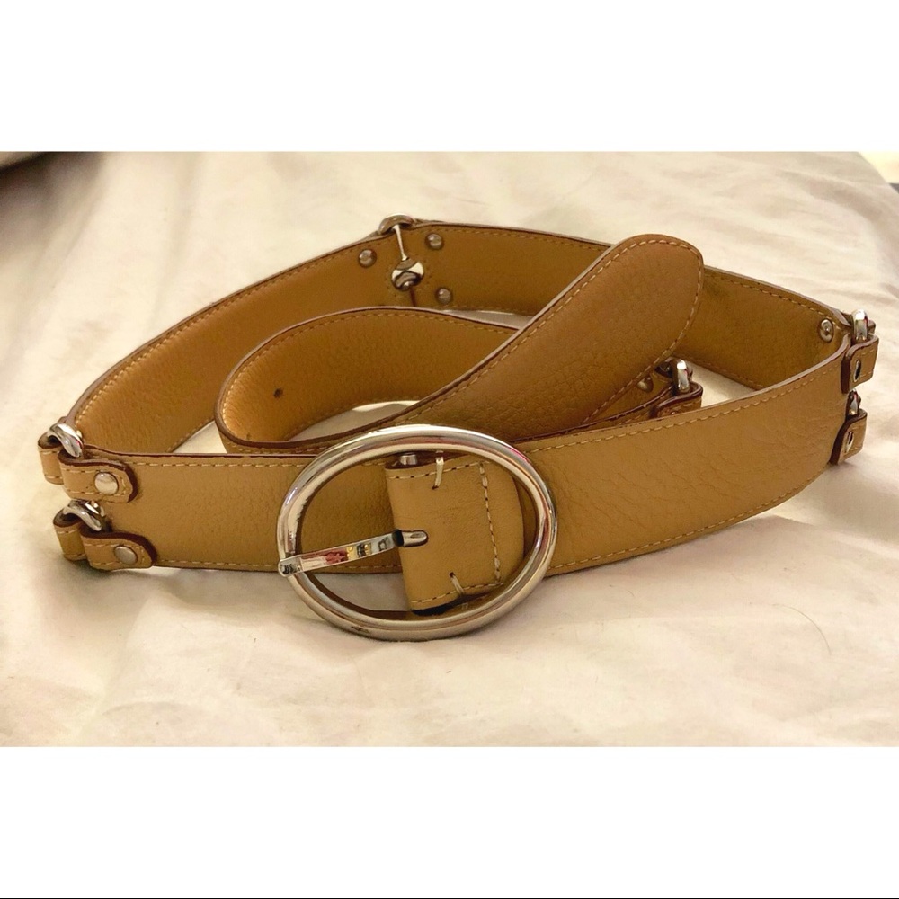 Cole Haan Pebbled Taupe/Camel Belt Med or Large - See Info & Measurements
